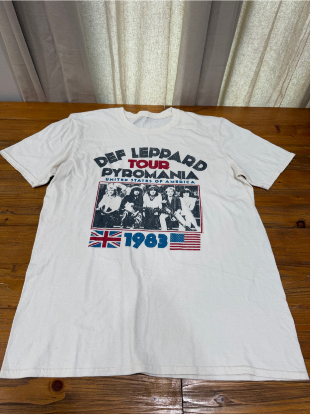 Def Leppard Pyromania 1983 Tour Graphic Band Tee White Retro Rock
